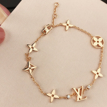 [Vera  Jewelry]STAR AND SUN 7 MOTIFS GOLD BRACELET