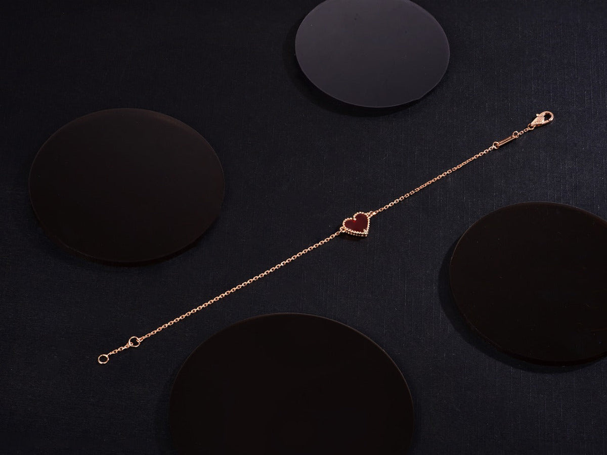 [Vera Jewelry]HEART CARNELIAN PINK GOLD BRACELET