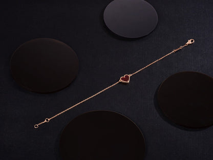 [Vera Jewelry]HEART CARNELIAN PINK GOLD BRACELET