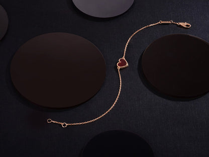 [Vera Jewelry]HEART CARNELIAN PINK GOLD BRACELET
