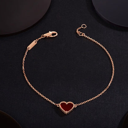 [Vera Jewelry]HEART CARNELIAN PINK GOLD BRACELET