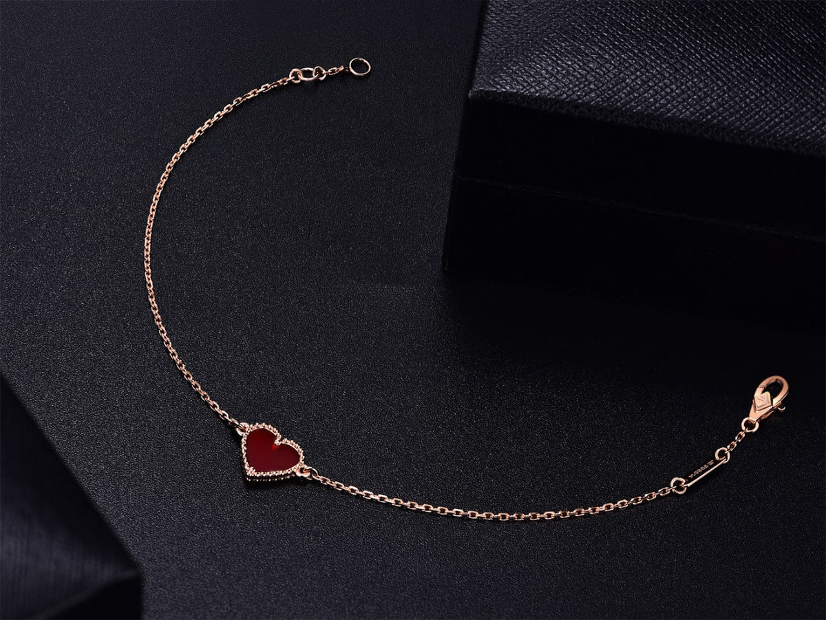 [Vera Jewelry]HEART CARNELIAN PINK GOLD BRACELET