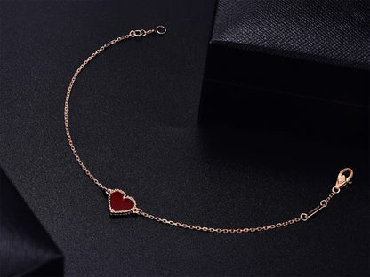 [Vera  Jewelry]HEART CARNELIAN PINK GOLD BRACELET