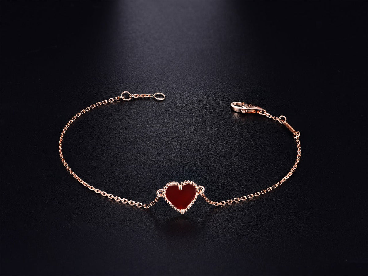 [Vera Jewelry]HEART CARNELIAN PINK GOLD BRACELET
