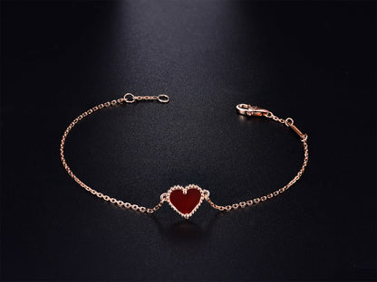 [Vera Jewelry]HEART CARNELIAN PINK GOLD BRACELET