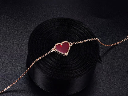 [Vera Jewelry]HEART CARNELIAN PINK GOLD BRACELET