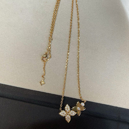 [Vera  Jewelry]STAR BLOSSOM NECKLACE PINK GOLD DIAMONDS