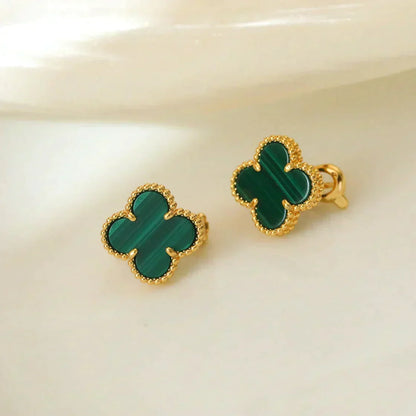 [Vera  Jewelry]CLOVER MEDIUM 1 MOTIFS MALACHITE  EARRINGS