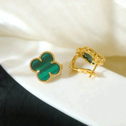 [Vera  Jewelry]CLOVER MEDIUM 1 MOTIFS MALACHITE  EARRINGS