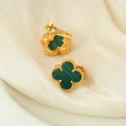 [Vera  Jewelry]CLOVER MEDIUM 1 MOTIFS MALACHITE  EARRINGS