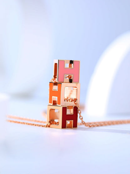 [Vera  Jewelry]H CAGE PINK GOLD NECKLACE