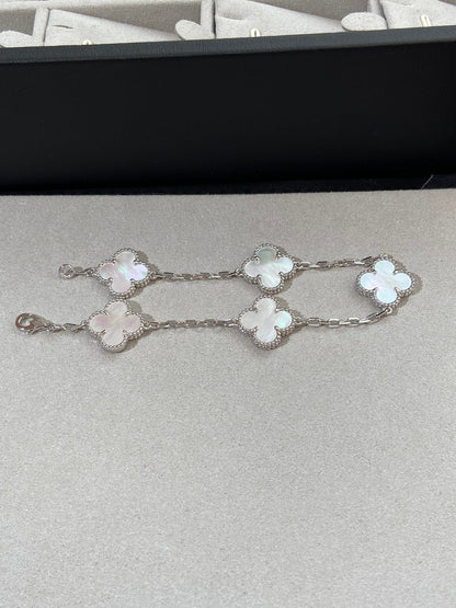 [Vera Jewelry] クローバー ホワイトパール マザーオブパール 5モチーフ ブレスレット コレクション