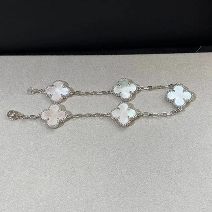 [Vera  Jewelry]LUCKY CLOVER 5-MOTIF BRACELET - WHITE MOTHER-OF-PEARL COLLECTION