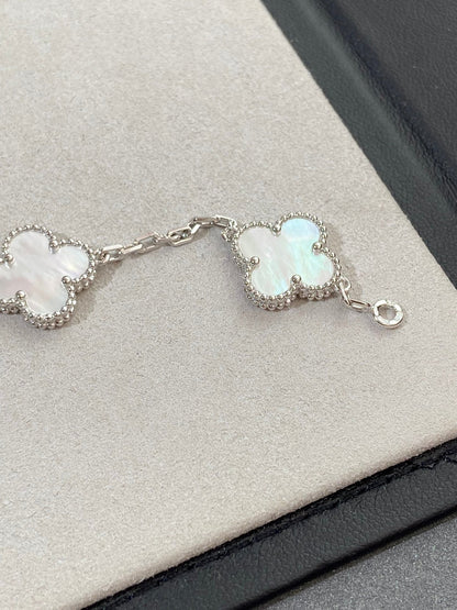 [Vera Jewelry] クローバー ホワイトパール マザーオブパール 5モチーフ ブレスレット コレクション