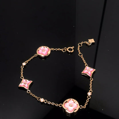 [Vera Jewelry]STAR AND SUN 4 MOTIF PINK MOP PINK GOLD BRACELET