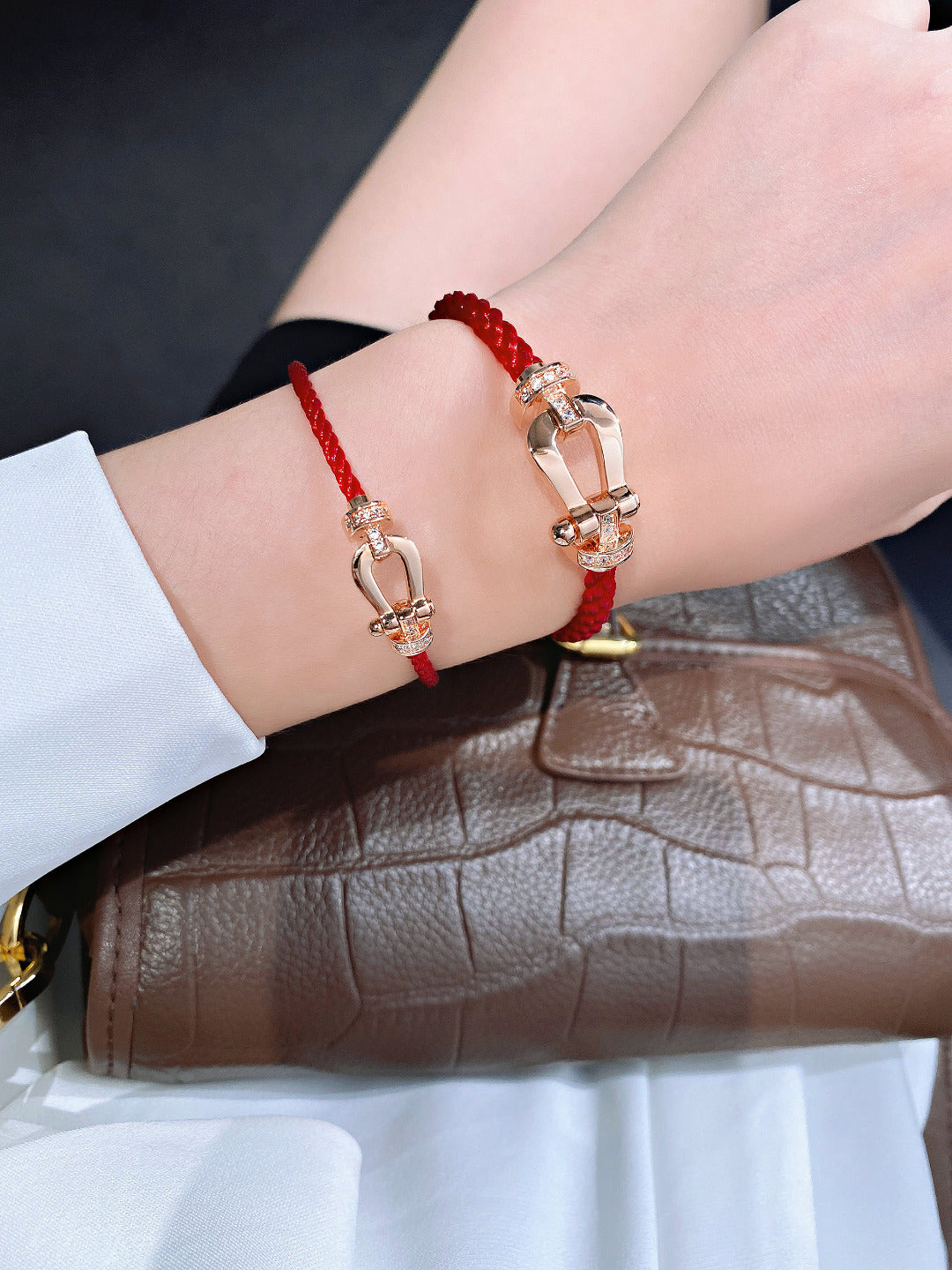 [Vera  Jewelry]FORCE 10 HALF DIAMOND PINK GOLD RED CORDERI LARGE AND MEDIUM MODEL