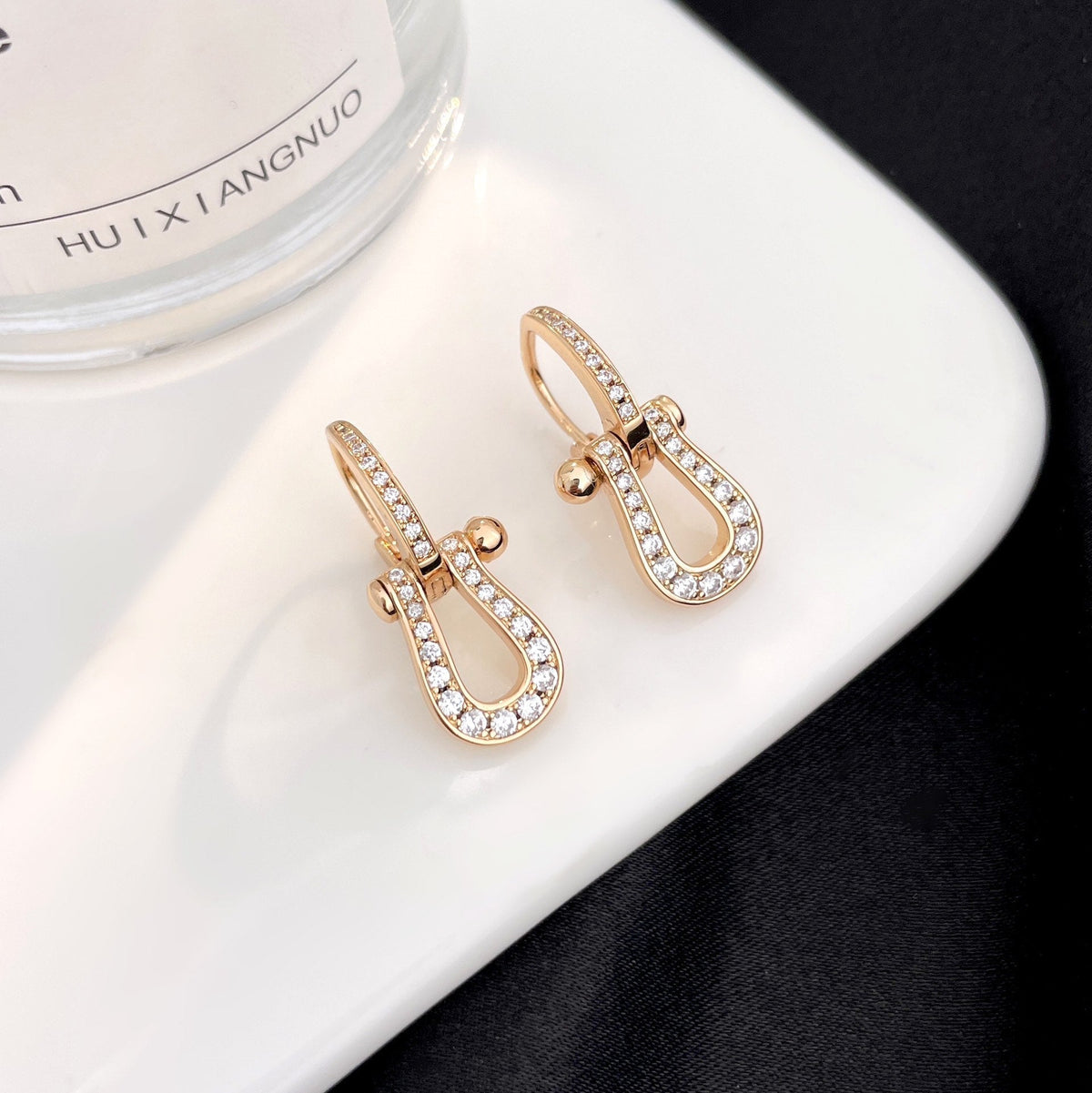 [Vera  Jewelry]FORCE 10 FULL DIAMOND DROP EARRINGS MEDIUM MODEL