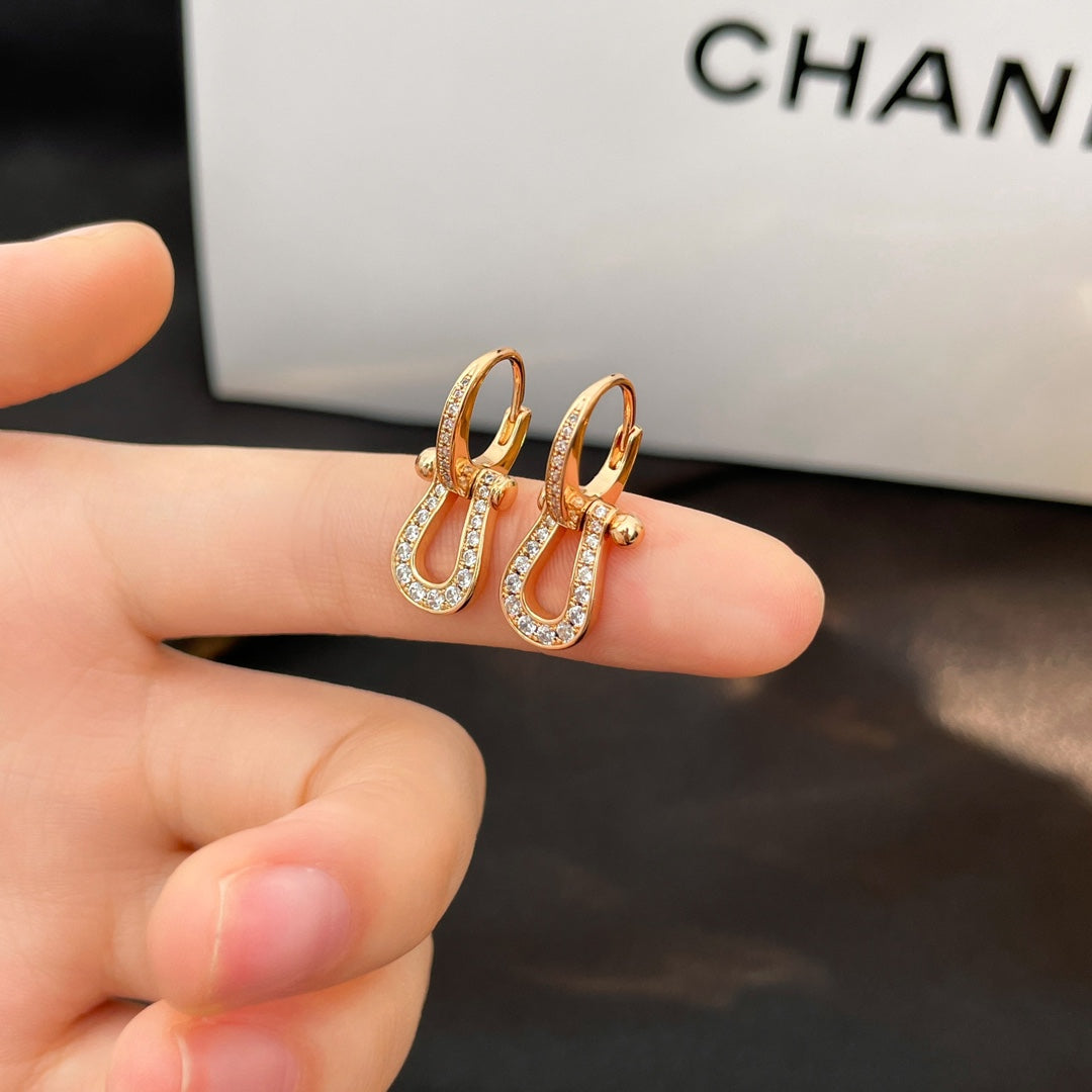 [Vera  Jewelry]FORCE 10 FULL DIAMOND DROP EARRINGS MEDIUM MODEL