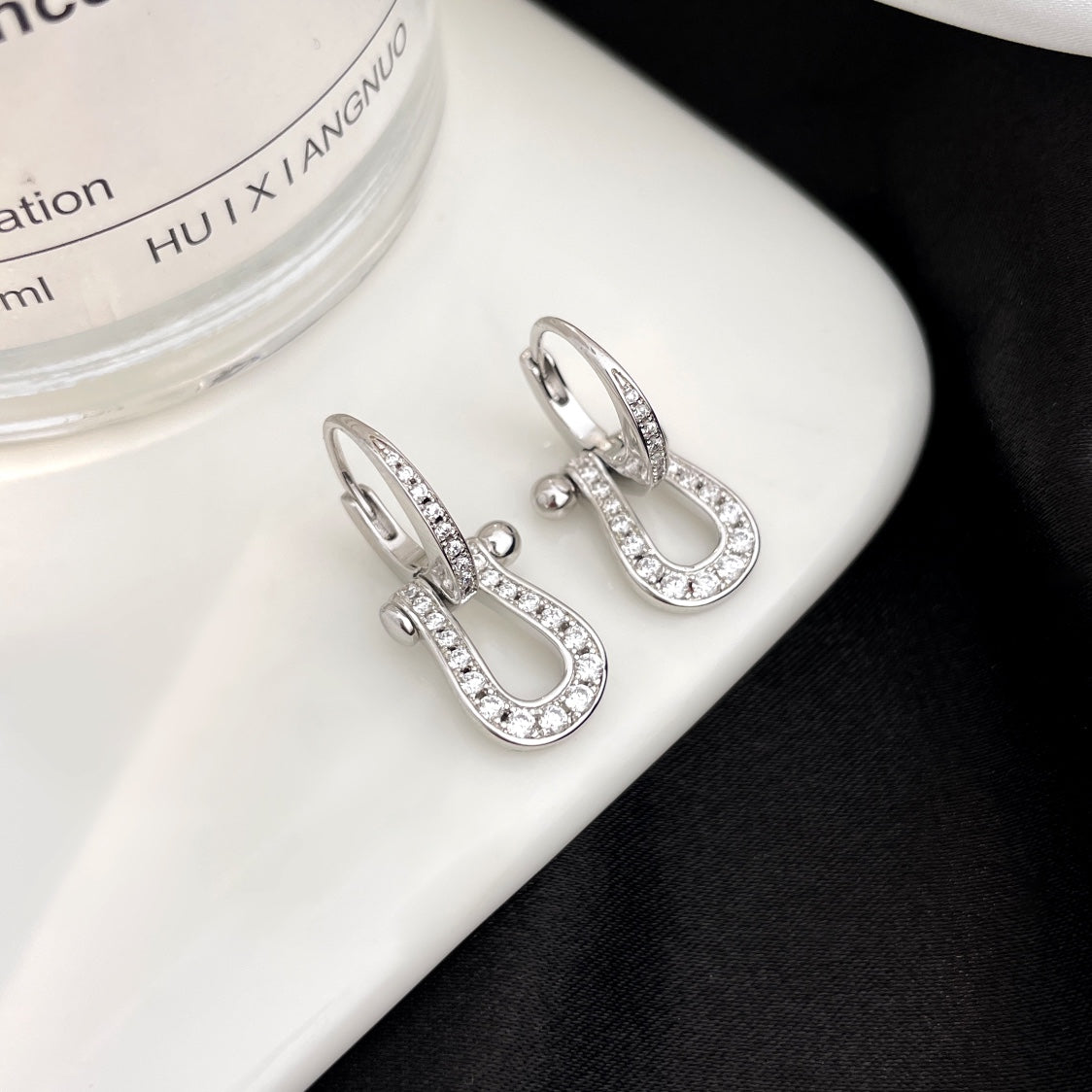 [Vera  Jewelry]FORCE 10 FULL DIAMOND DROP EARRINGS MEDIUM MODEL