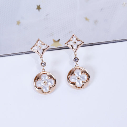 [Vera  Jewelry]STAR AND SUN PINK GOLD MOP DROP EARRINGS