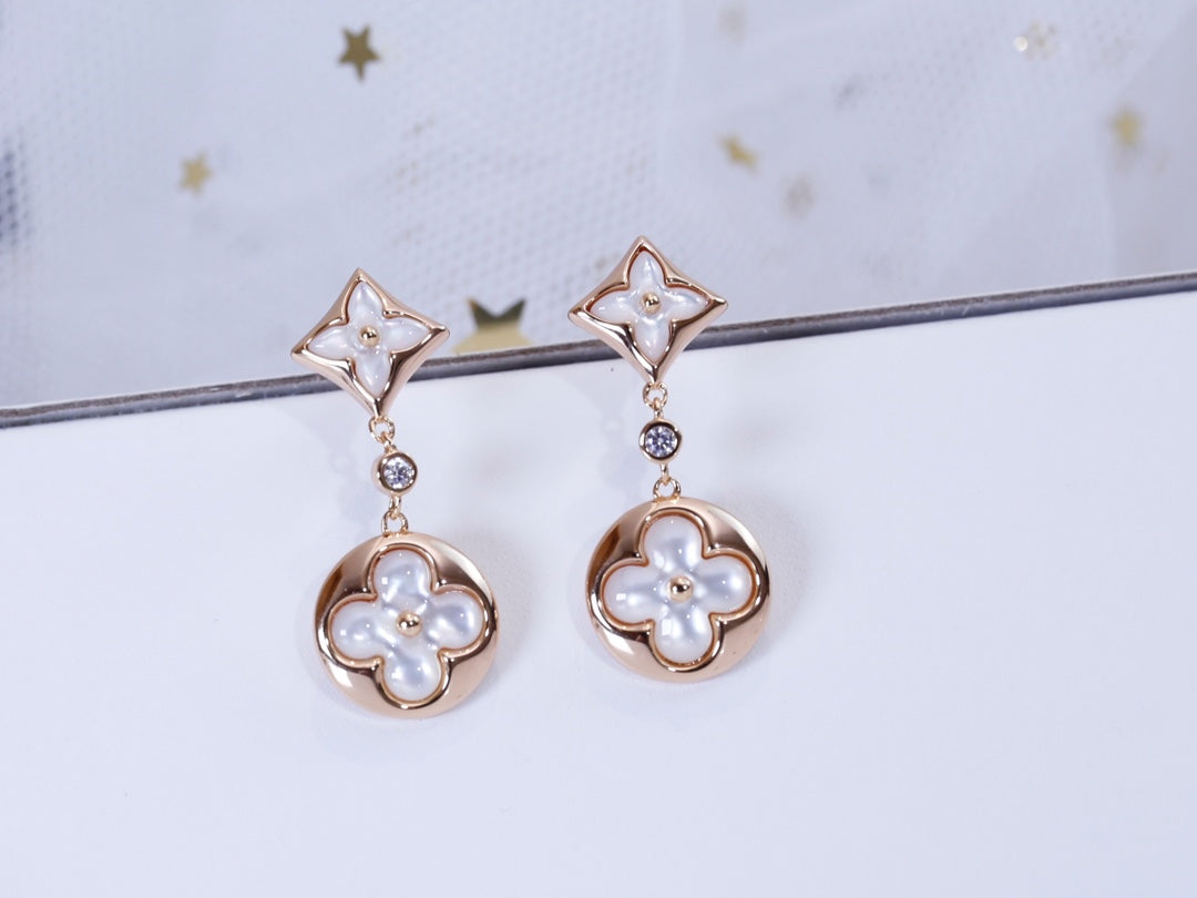 [Vera  Jewelry]STAR AND SUN PINK GOLD MOP DROP EARRINGS