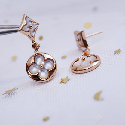 [Vera  Jewelry]STAR AND SUN PINK GOLD MOP DROP EARRINGS