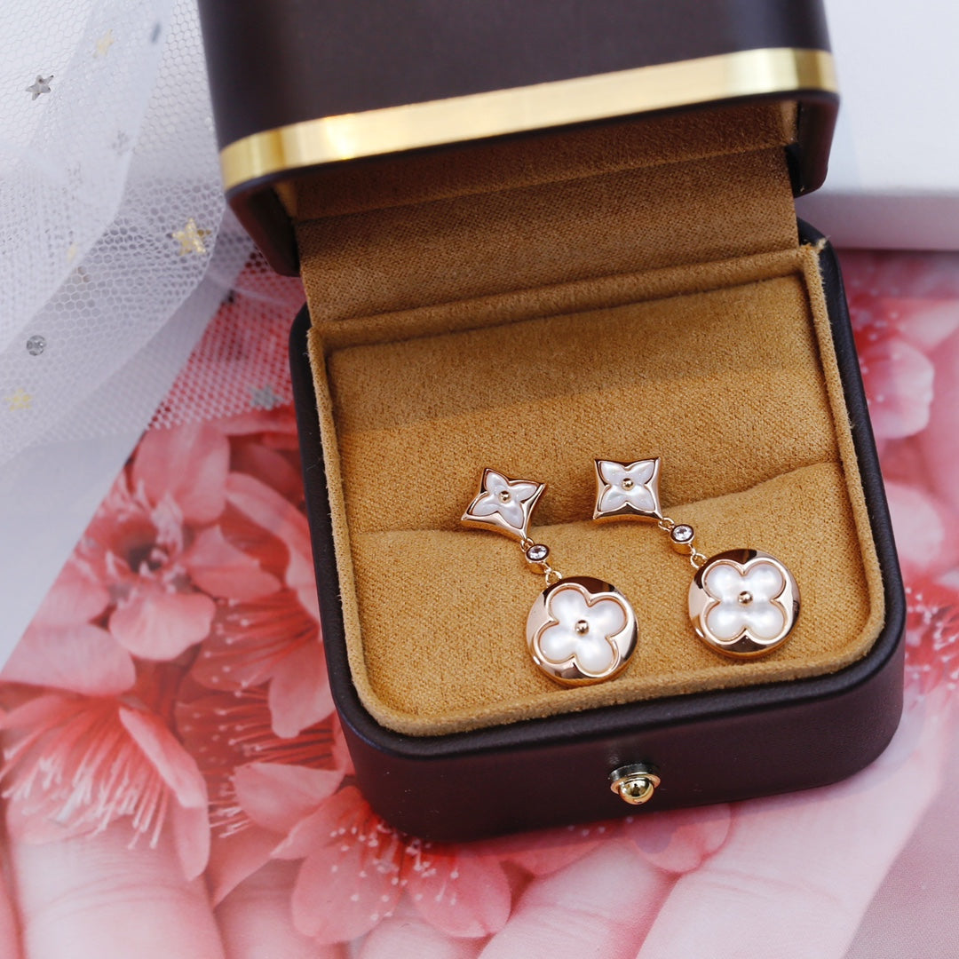 [Vera  Jewelry]STAR AND SUN PINK GOLD MOP DROP EARRINGS