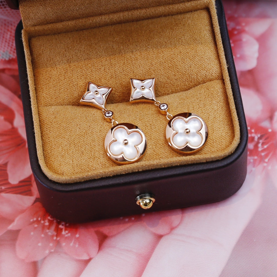 [Vera  Jewelry]STAR AND SUN PINK GOLD MOP DROP EARRINGS