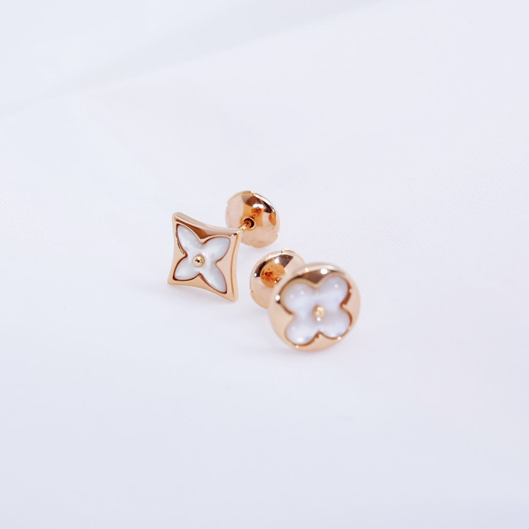 [Vera Jewelry]STAR AND SUN PINK GOLD MOP STUD EARRINGS