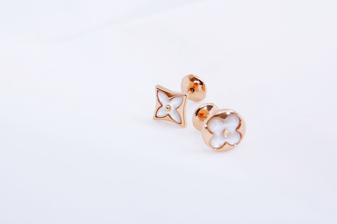 [Vera Jewelry]STAR AND SUN PINK GOLD MOP STUD EARRINGS