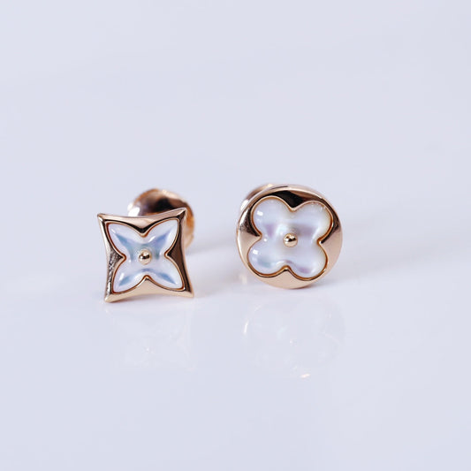 [Vera  Jewelry]STAR AND SUN PINK GOLD MOP STUD EARRINGS