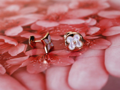 [Vera  Jewelry]STAR AND SUN PINK GOLD MOP STUD EARRINGS