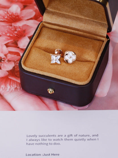 [Vera Jewelry]STAR AND SUN PINK GOLD MOP STUD EARRINGS