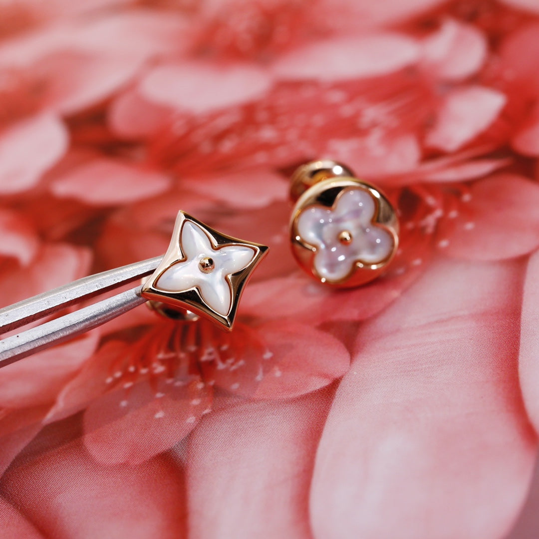 [Vera  Jewelry]STAR AND SUN PINK GOLD MOP STUD EARRINGS