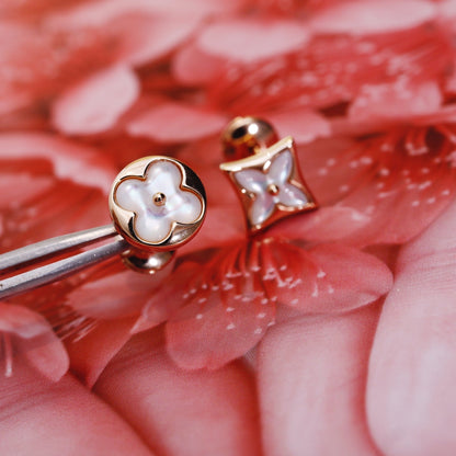 [Vera  Jewelry]STAR AND SUN PINK GOLD MOP STUD EARRINGS