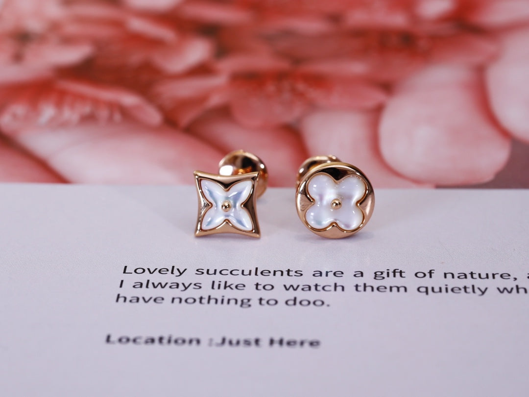 [Vera  Jewelry]STAR AND SUN PINK GOLD MOP STUD EARRINGS