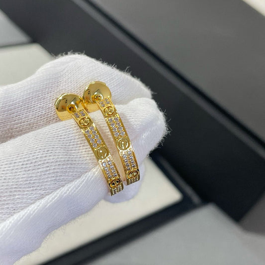 [Vera Jewelry]LOVE ダイヤモンド ゴールド フープピアス