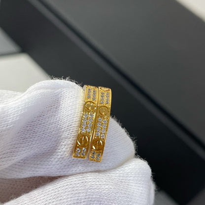 [Vera  Jewelry]LOVE DIAMOND GOLD HOOP EARRINGS