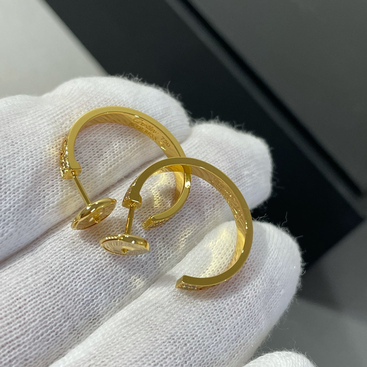 [Vera  Jewelry]LOVE DIAMOND GOLD HOOP EARRINGS