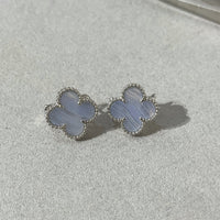 [Vera Jewelry]CLOVER CHALCEDONY SILVER STUD EARRINGS