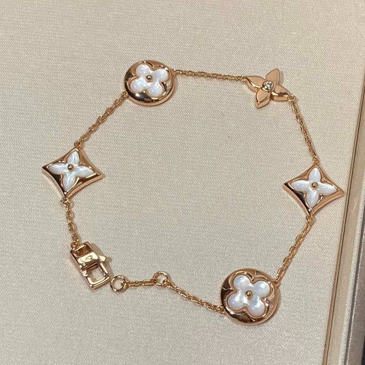 [Vera Jewelry]STAR AND SUN 5 MOTIF MOP PINK GOLD BRACELET