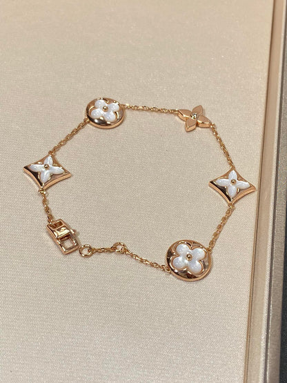 [Vera Jewelry]STAR AND SUN 5 MOTIF MOP PINK GOLD BRACELET