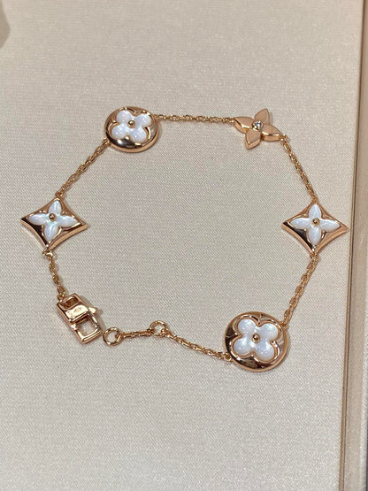 [Vera  Jewelry]STAR AND SUN 5 MOTIF MOP PINK GOLD BRACELET