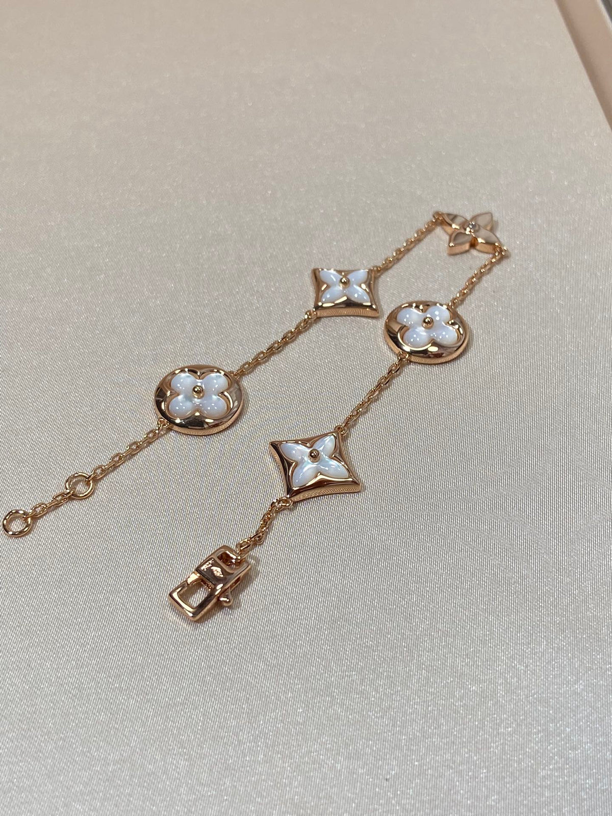 [Vera  Jewelry]STAR AND SUN 5 MOTIF MOP PINK GOLD BRACELET