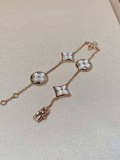 [Vera  Jewelry]STAR AND SUN 5 MOTIF MOP PINK GOLD BRACELET