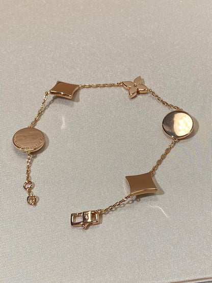[Vera  Jewelry]STAR AND SUN 5 MOTIF MOP PINK GOLD BRACELET