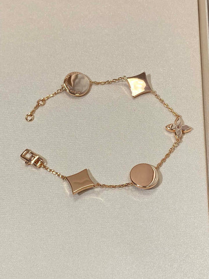 [Vera Jewelry]STAR AND SUN 5 MOTIF MOP PINK GOLD BRACELET