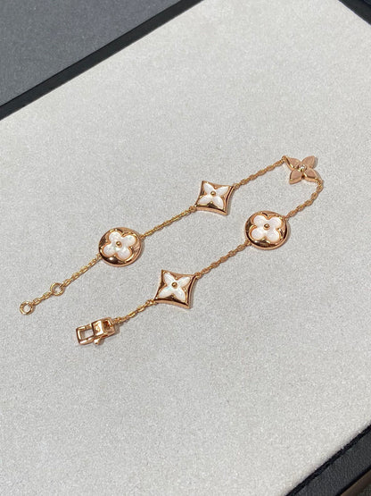 [Vera  Jewelry]STAR AND SUN 5 MOTIF MOP PINK GOLD BRACELET