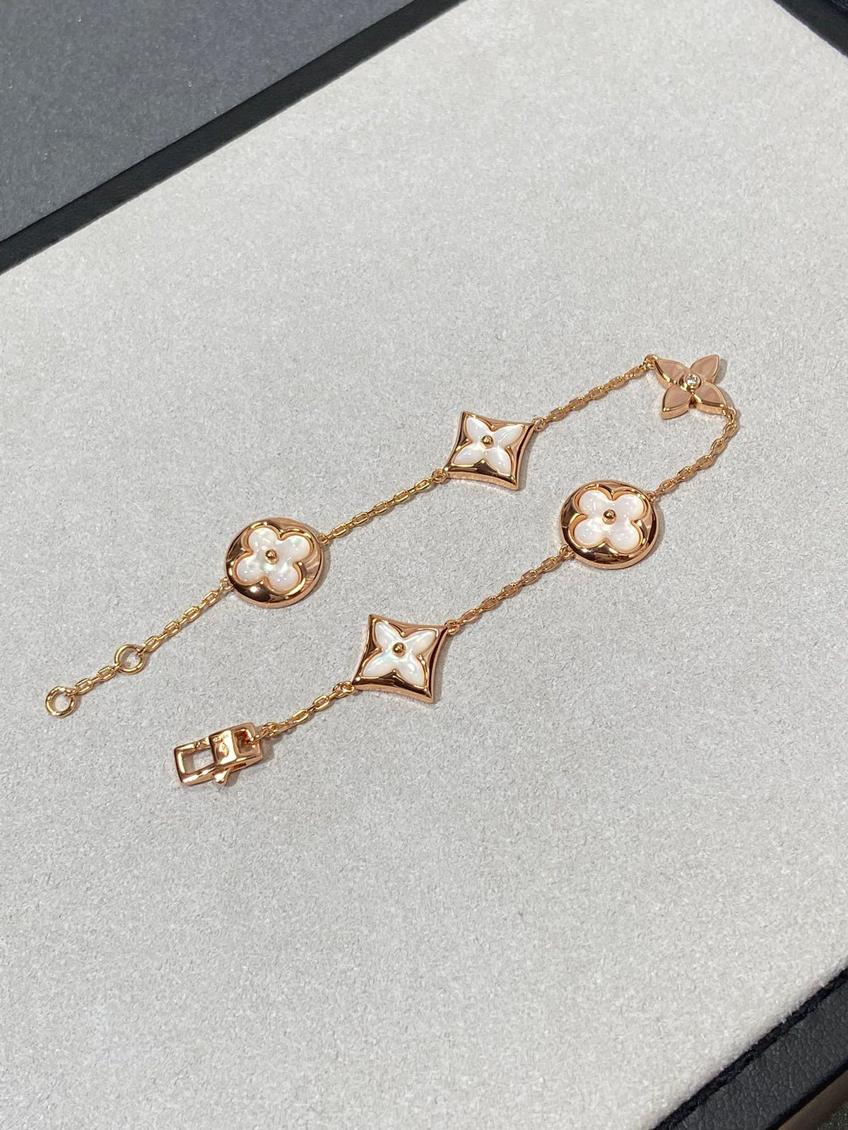 [Vera Jewelry]STAR AND SUN 5 MOTIF MOP PINK GOLD BRACELET