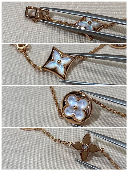 [Vera  Jewelry]STAR AND SUN 5 MOTIF MOP PINK GOLD BRACELET